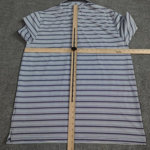 Extracurricular Polo Shirt Mens XL Blue Striped Pocket - Picture 4 of 6